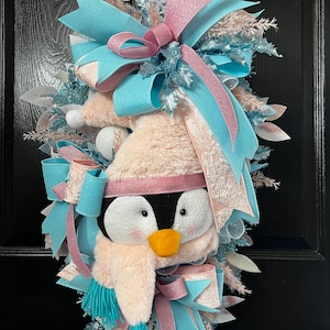 Winter Wreath, Christmas Wreath, Winter Door Decor,Holiday Wreath, Penguin Wreath, Christmas Door Decor, Festive Wreath, Christmas Decor