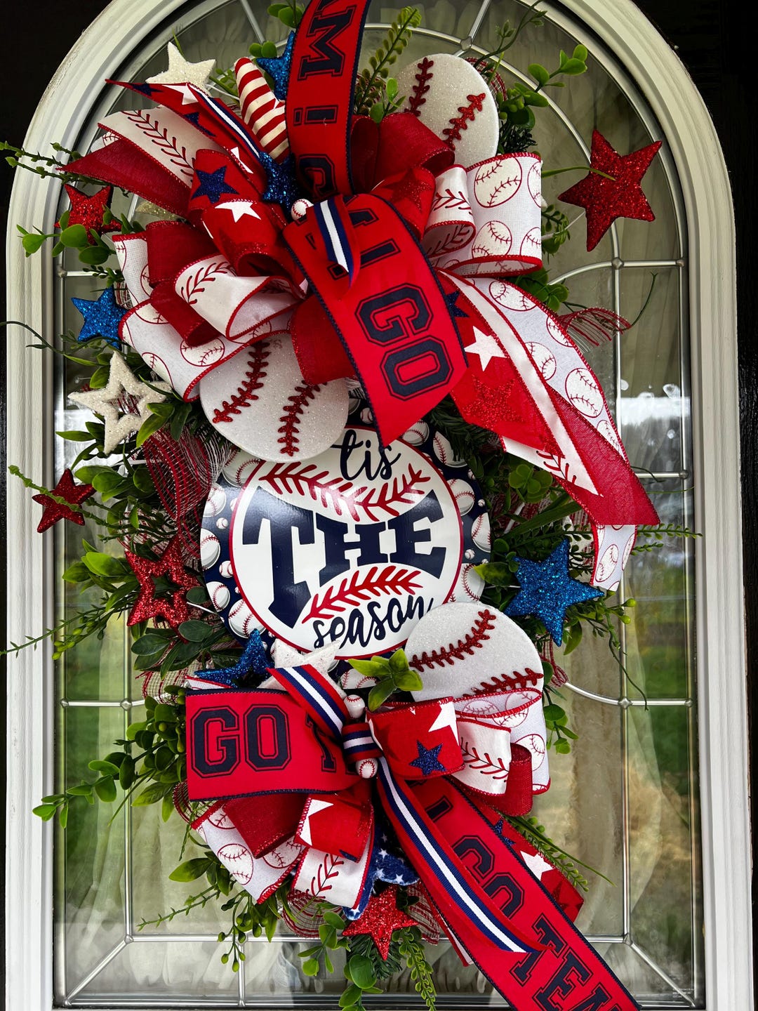 Baseball Swag, Baseball Wreath, Baseball Home Decor, Sports Door Decor ...