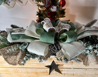 Rustic Christmas Garland: Burlap, Pinecones & Frosted Greenery