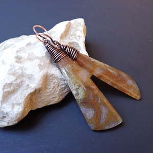 Agua Nueva Agate Earrings: Copper Wire Wrapped Stone Dangles