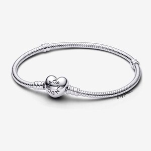 Bracelet Heart Clasp Snake Chain Bracelet Two Tone Charm Bracelet Compatible Moments Charms Features Shine & Sterling Silver Gift for her imagen 1