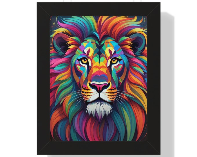 Lion Framed Vertical Poster