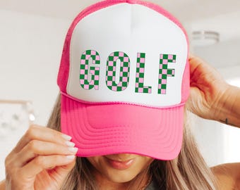 Czapka golfowa damska typu trucker, damska czapka golfowa, modne prezenty w postaci czapek golfowych, elegancka czapka golfistki, akcesoria golfowe, strój dla dziewczęcej drużyny golfowej