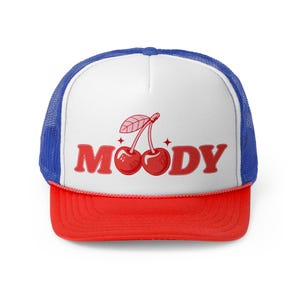 Funny Cherry Women's Trucker Hat, Moody Summer Snapback, Cool Girl Coquette Mesh Cap, Soft Girl Style, Pool Party Outfits, Girls Trip Attire image 10