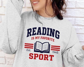 Reading Fan Gifts | Reading Is My Favorite Sport Sweatshirt | Bookish Merch | Vintage Sports Sweatshirt | Oversized Sweatshirt | Book Lover
