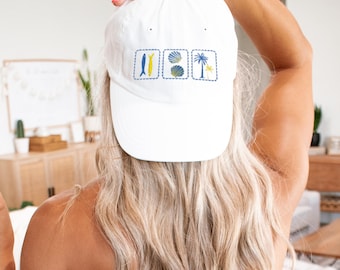 Sardines Fisherman Aesthetic Embroidered Cap, Stylish Coastal Nantucket Seashell Hat, Cute Fishermancore Preppy Hat, Trendy Coquette Dad Hat