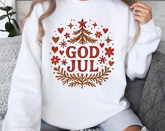 God Jul Skandinavisk Jultröja, Norsk Jultröja, Vintage Nordisk Rundkrage, Jul Norge Tröja, Norska Julklappar