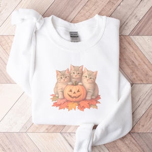 Vintage 90s Cat Halloween Sweatshirt, Retro Halloween Shirt, Spooky Season Womensclothing, Pumpkin Sweater, Cat Lover Gift, Black Cat Crew