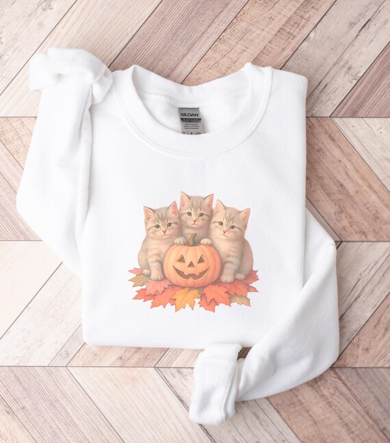 Vintage 90s Cat Halloween Sweatshirt, Retro Halloween Shirt