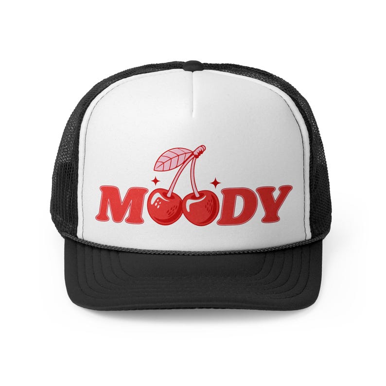 Funny Cherry Women's Trucker Hat, Moody Summer Snapback, Cool Girl Coquette Mesh Cap, Soft Girl Style, Pool Party Outfits, Girls Trip Attire image 4
