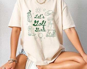 Camisa de golfe feminina Comfort Colors, camisa de golfe Coquette, presente para golfista, presentes de golfe, Just a Girl, camisa de time de golfe, cowgirl golfe solteira