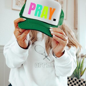Christian Trucker Hat, Pray Snapback Hat, Religious hat for women, Faith Mesh Hat, gift for teenage girl, Christian Gifts, Confirmation Gift image 3