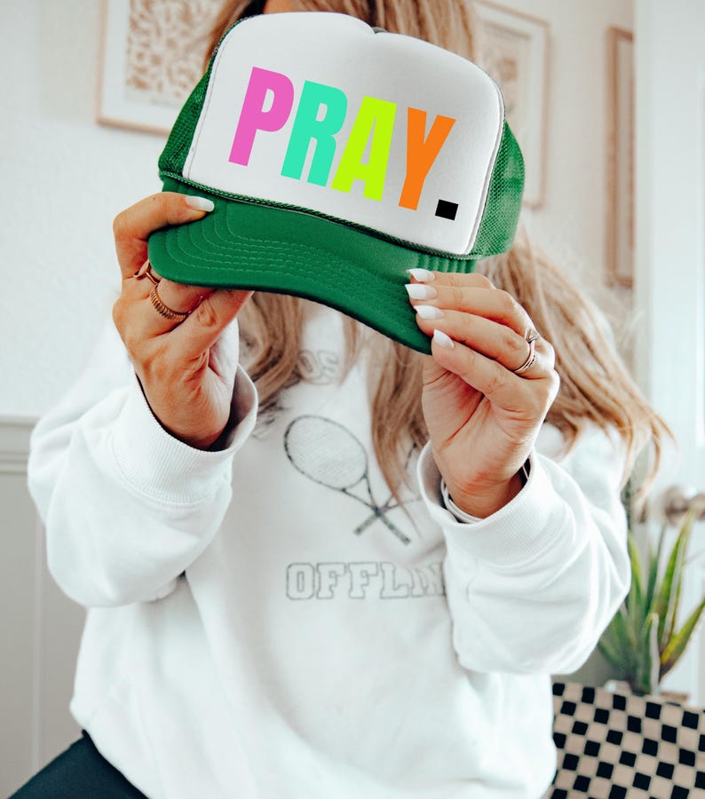 Christian Trucker Hat, Pray Snapback Hat, Religious hat for women, Faith Mesh Hat, gift for teenage girl, Christian Gifts, Confirmation Gift image 3