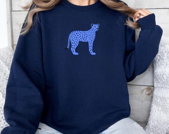 Cheetah Women's Sweatshirt, Neon Leopard Crewneck, Retro y2k Animal Print Sweater, Cozy Winter Attire, Vintage y2k Graphic Sweatshirt