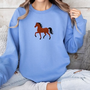Vintage Western Horse Sweatshirt: Embroidered Style Graphic Crewneck