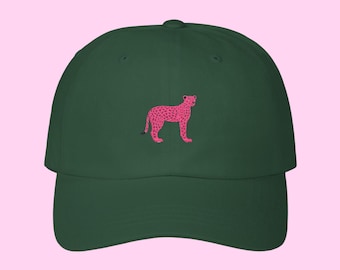 Boné de beisebol com estampa de chita bordada, chapéu feminino com estampa de leopardo neon dos anos 90, Y2K, presentes modernos para quem ama chitas, traje com estampa animal, roupa para festa com chita