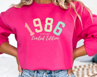 Vintage 1986 Sweatshirt, Retro 40th Birthday Shirt, Fortieth Birthday Gifts for Women, 1986 Birth Year Shirt, 40th Birthday Party Outfits