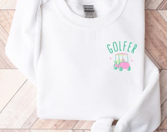 Golf Girlie Sweatshirt | Golfwagen Rundhals | Damen Golf Geschenke | Golf-Geschenke für Sie | Angesagter Golf-Pullover