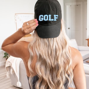 Embroidered Golf Hat, Trendy Women&#39;s Golfing Attire, Modern Gift For Golfer, Preppy Ladies Golf Apparel, Athletic Sports League Trendy Cap