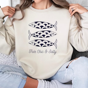 Sardine Shirt, Sardines Sweater, Tin Fish French Shirt, Cape Cod Tshirt, Summer Coastal Sweatshirt, Fishing Shirt, Chinoiserie Can Fish