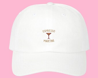Embroidered Espresso Martini Bachelorette Hats, Martini Print Cap, Signature Drink Attire, Bikinis and Martinis Apparel, Signature Cocktail