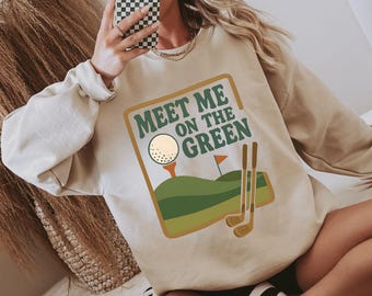 Sudadera de golf para mujer, suéter de golf preppy, regalos de golf para mujer, estética de club de campo, camisetas de cuello redondo para equipos de golf, ropa de golf para mujer