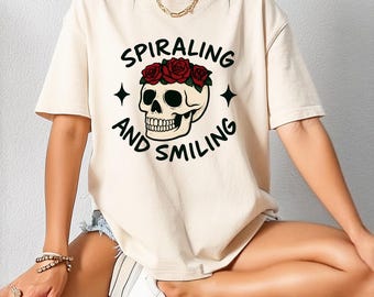 Everything is Fine Shirt, Retro Grunge T-Shirt, Sarcastic Spiraling Shirt, Funny Skeleton T Shirt, Comfort Colors®, Rebel Womensclothing Tee