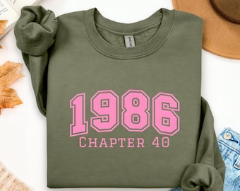 Chapter 40 1986-sweaters voor dames | Schoolachtig cadeau voor 40e verjaardag | y2k Aesthetic 40e verjaardag trui | Reisshirt 40e verjaardag