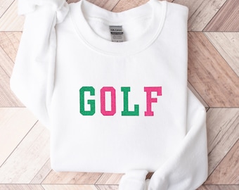 Besticktes Golf-Sweatshirt, Damen-Golf-Geschenk, Damen-Golf-Kleidung, trendige Golfer-Kleidung, sportlich-athletischer Rundhalsausschnitt, Golf-Team-Shirts