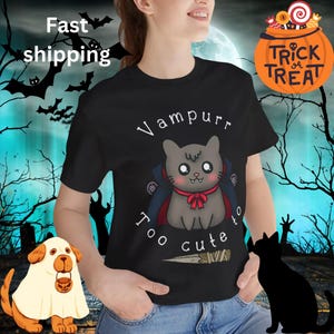 Vampire Cat shirt Fangs But No Fury This Kitty is Too Cute to Stake!