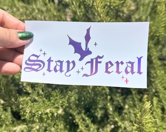Stay Feral Decal: Goth Bats Holographic Vinyl Sticker