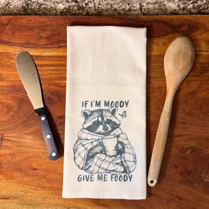 Raccoon Tea Towel, Funny Tea Towel, Funny Raccoon Kitchen Towel, Raccoon Funny Flour Sack Towel, Housewarming Gift, Raccoon Dish Towel, Cozy
