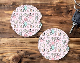 Patterned Neoprene Car Coasters, Drink Coasters, Set of 2