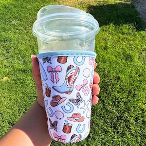 Coastal Cowgirl Iced Coffee Sleeve Gift for Her Iced Coffee Cup Sleeve Girl Gift Iced Coffee Drink Sleeve