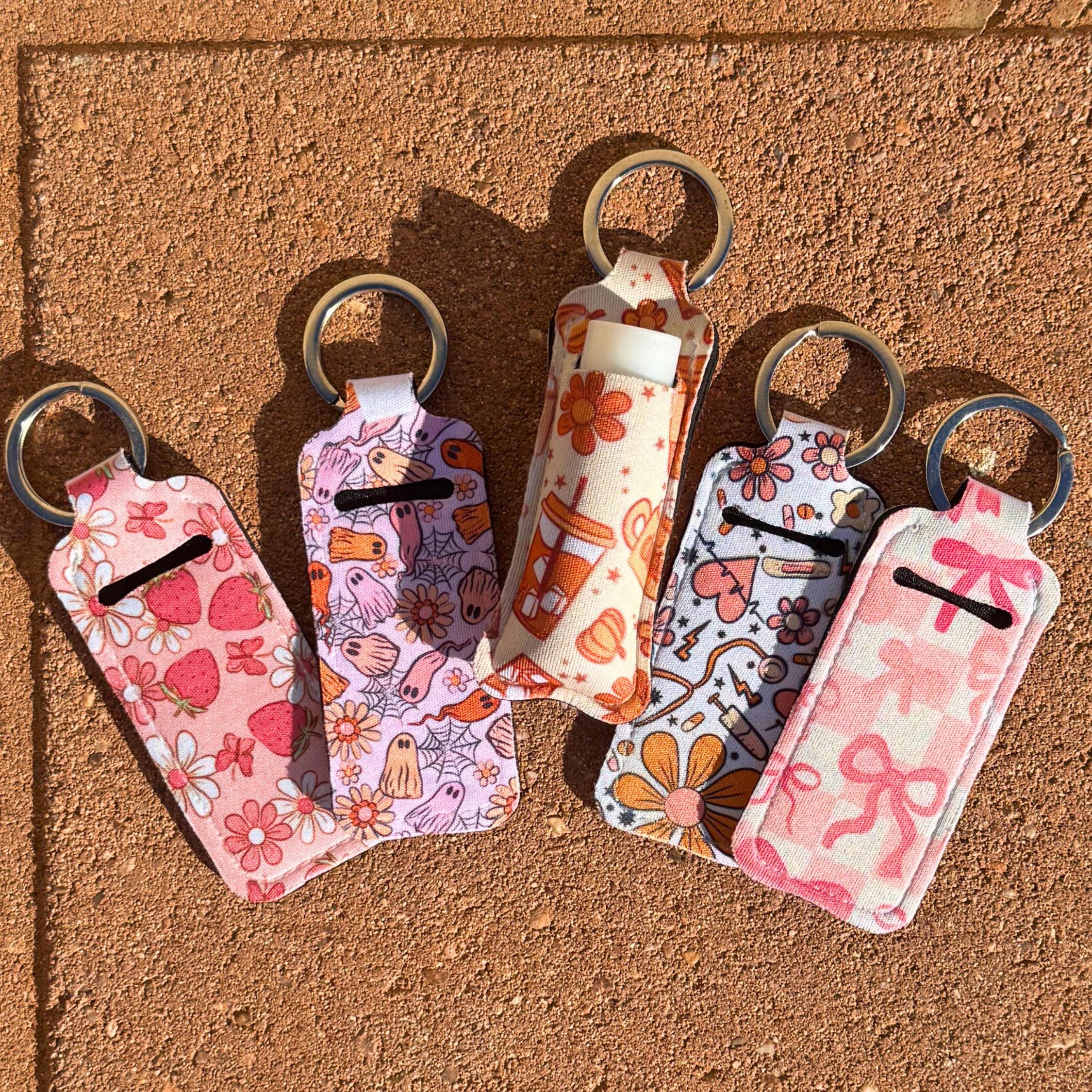 Lip Balm Holder 3-Pack Cute Chapstick Holder Keychains Neoprene