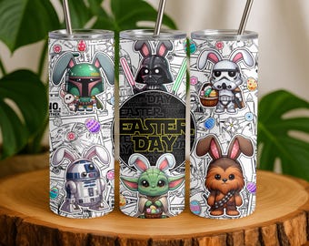 Star Movie Easter 20 oz Skinny Tumbler: Cartoon Bunny Gift