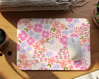 Pink Floral Mouse Pad – Decorative Desk Accessory for Desk and Office