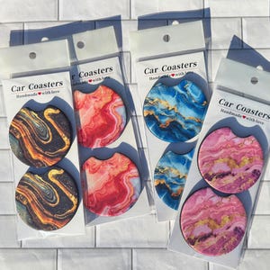 Marble Pattern Car Coasters, Coasters Car, New Car Gift, Car Accessories, Cute Car Coasters, Aesthetic Car Coasters, Car Accessory, Car Gift