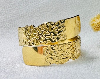 Bague ESPOIR en acier inoxydable pour femme - bague dorée croisée - Idée cadeau - bijoux pour femmes.