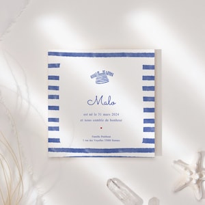 Modèle de faire-part naissance mixte - garçon fille - beige, vert, bleu, ou rose - petit lapin Alice format A6 - template Canva
