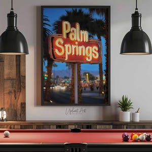 Palm Springs Street Poster, Palms 70s Print, Minimalist Modern Decor, Retro Palm Springs Sign Wall Art, Instant Download