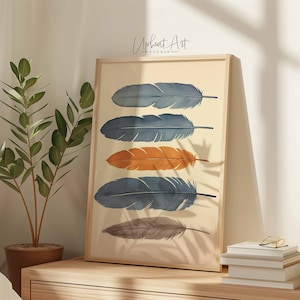Feathers Watercolor Print, Bird Feather Wall Art, Feather Art Print, Modern Kids Print Feather Decor Printable Wall Art