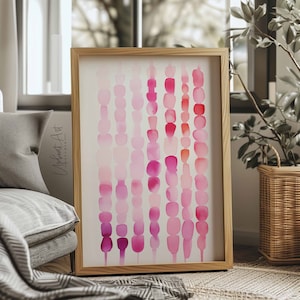 Pink Watercolor Print, Abstract Watercolor Painting, Coral Pink Print, Pink Wall Art Gift, Instant Download
