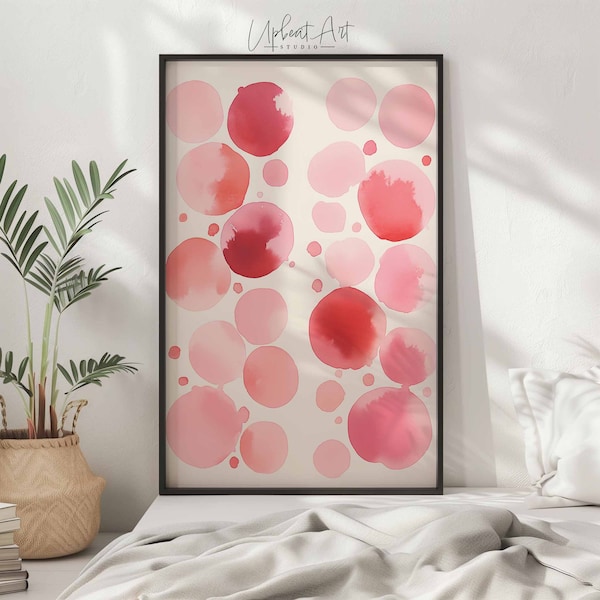 Pink Beige Poster 12x18 16x24 20x30 24x36, Pink Watercolor Painting, Light Pink Wall Art, Preppy Room Decor Coral Pink
