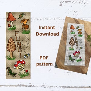 Padrão de ponto cruz para marcadores de página de cogumelos: design de fungos (padrão em PDF)