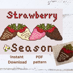 Chocolate Strawberry Cross Stitch Pattern: Dessert Valentine (PDF Pattern)