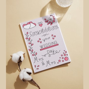 Punto de cruz LGBT, patrón boda punto de cruz, tarjeta punto de cruz boda, tarjeta punto de cruz, regalo para felicitaciones, regalo para recién casados,