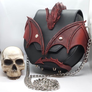 Handgefertigte Drachenhandtasche aus Leder