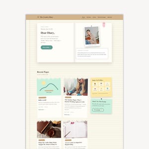 WordPress Theme for Journaling Blog, Personal Diary Website, Cozy Lifestyle Template - No-Code Website