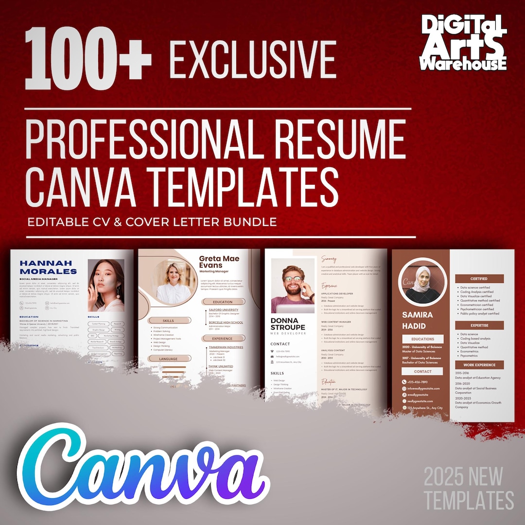 100+ Professional Resume Canva Templates | Editable CV & Cover Letter ...